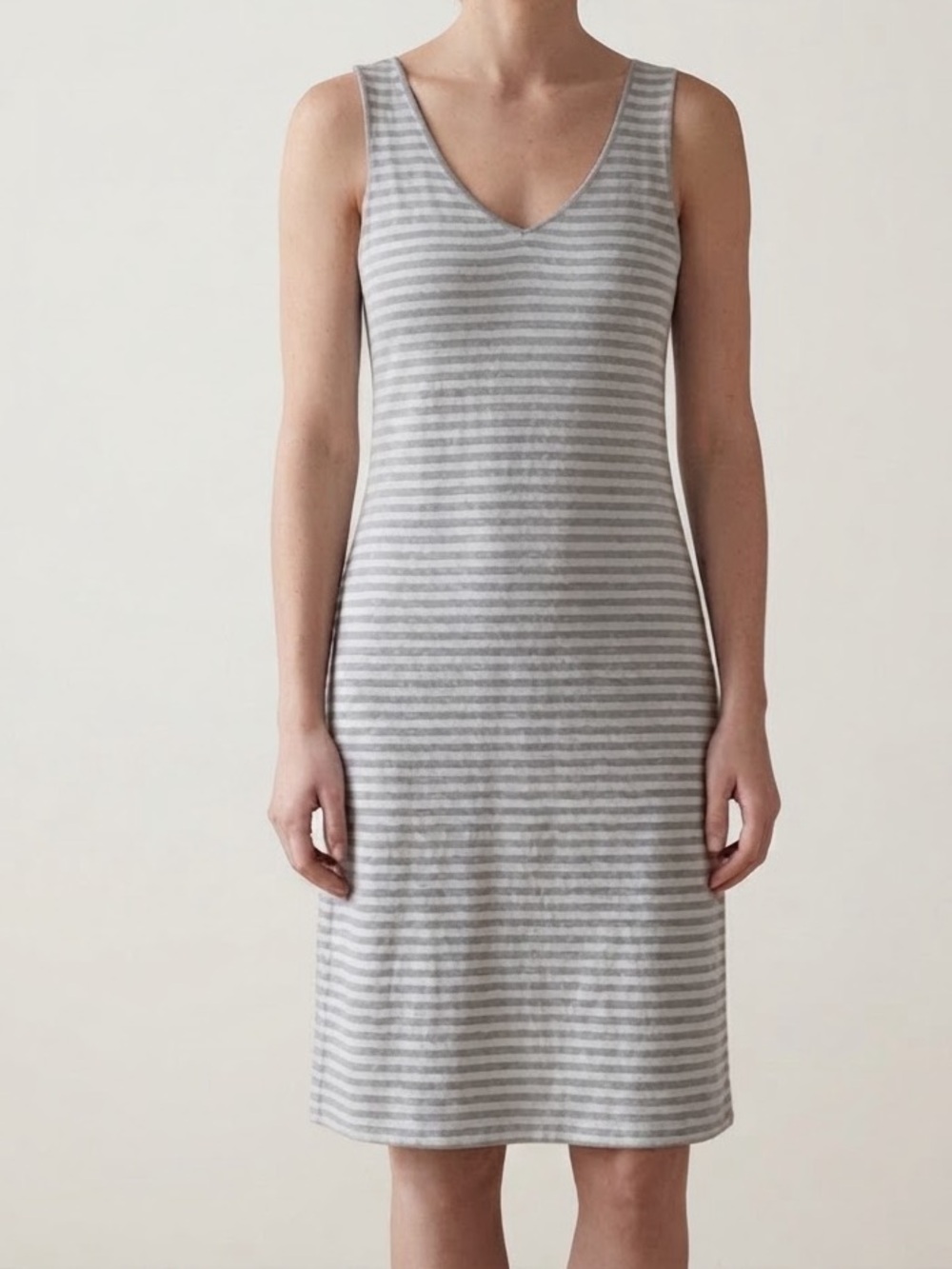 Cut Loose Sz M Linen Cotton Blue Striped Relaxed Nautical Casual Dress